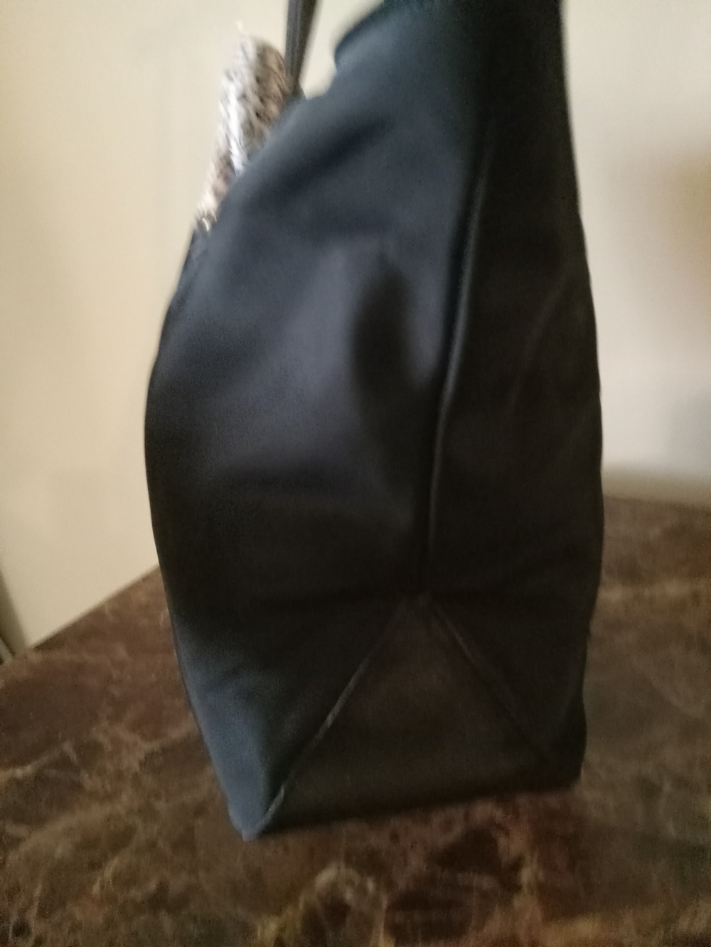 Karl Lagerfeld Blk Nylon/Leather Tote Bag w/ Scarf EUC - Picture 3 of 11